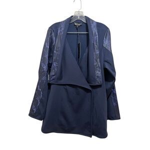 DG2 Diane Gilman Coated Pointe Combo Shawl Collar   Jacket Marble-patterned Trim